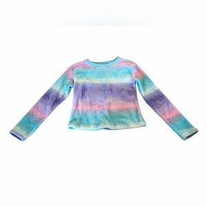 SO Girls Fleece Pajama Top Size L (10/12) Tie Dye Long Sleeve Cozy Sleepwear